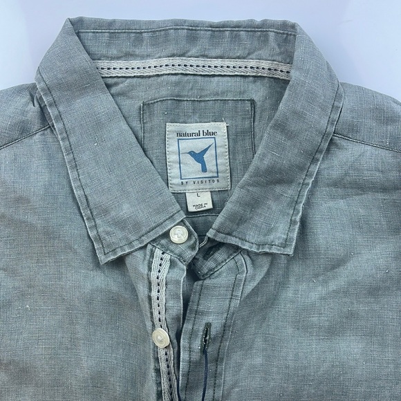 Natural Blue by Visitor Linen Button Down Shirt S113-6 - Picture 2 of 7